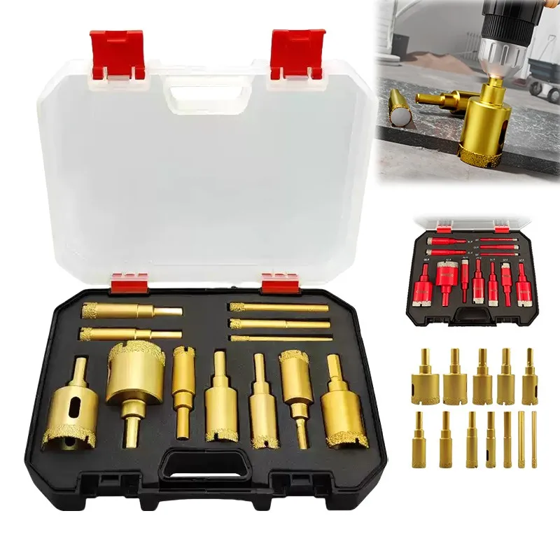 

12 Piece Drill Bit Set for Marble Tile Drilling Brazed Stone Hole Opener Screw Machine Compound Tap For Metal Steel Wood Plastic
