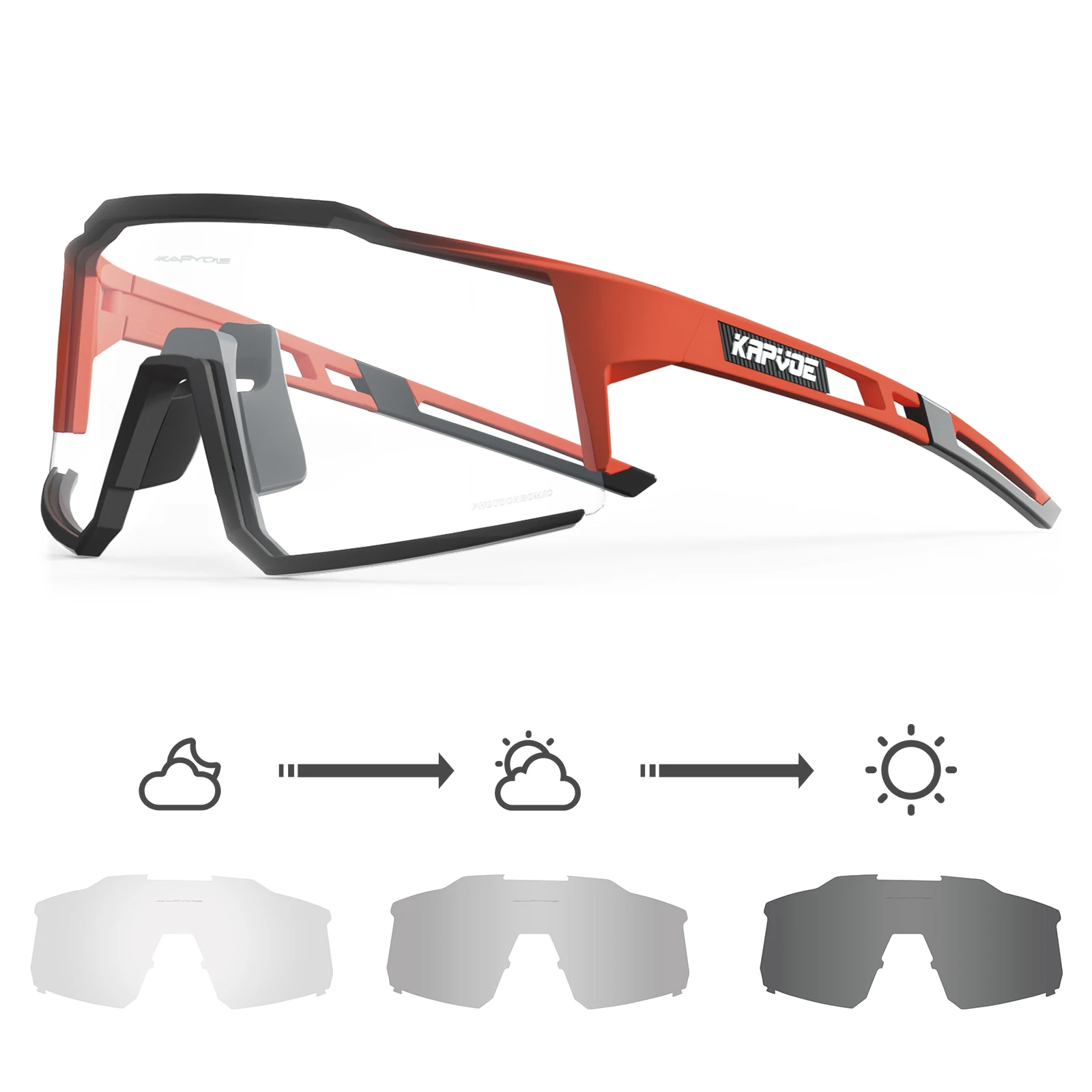 Kapvoe Outdoor Photochrome Sonnenbrille Radfahren Sport Fahrrad Brille Mann Frauen Straße Fahrrad Radfahren Brille UV400 Laufbrille