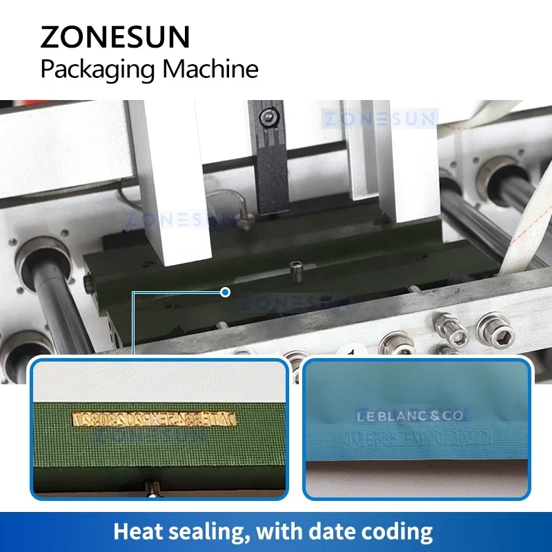 ZONESUN-mascarilla Facial automática, embalaje Vertical de bolsas de llenado de líquidos, máquina de sellado, máscara de pie, bomba magnética, ZS-MS2TGF de codificación de fecha