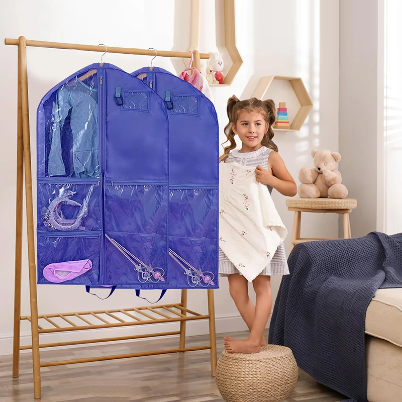 Saco de vestuário de dança pendurado, saco de trajes à prova dwaterproof água de 40 Polegada para viagens, saco de roupas com 6 bolsos para dança, esportes, patinação