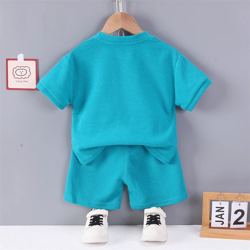 Summer Children Boys Girls Clothes Kids Solid Colour T-shirt And Shorts 2Pcs/Sets Unisex Toddler Tracksuit Infant Casual Outfits