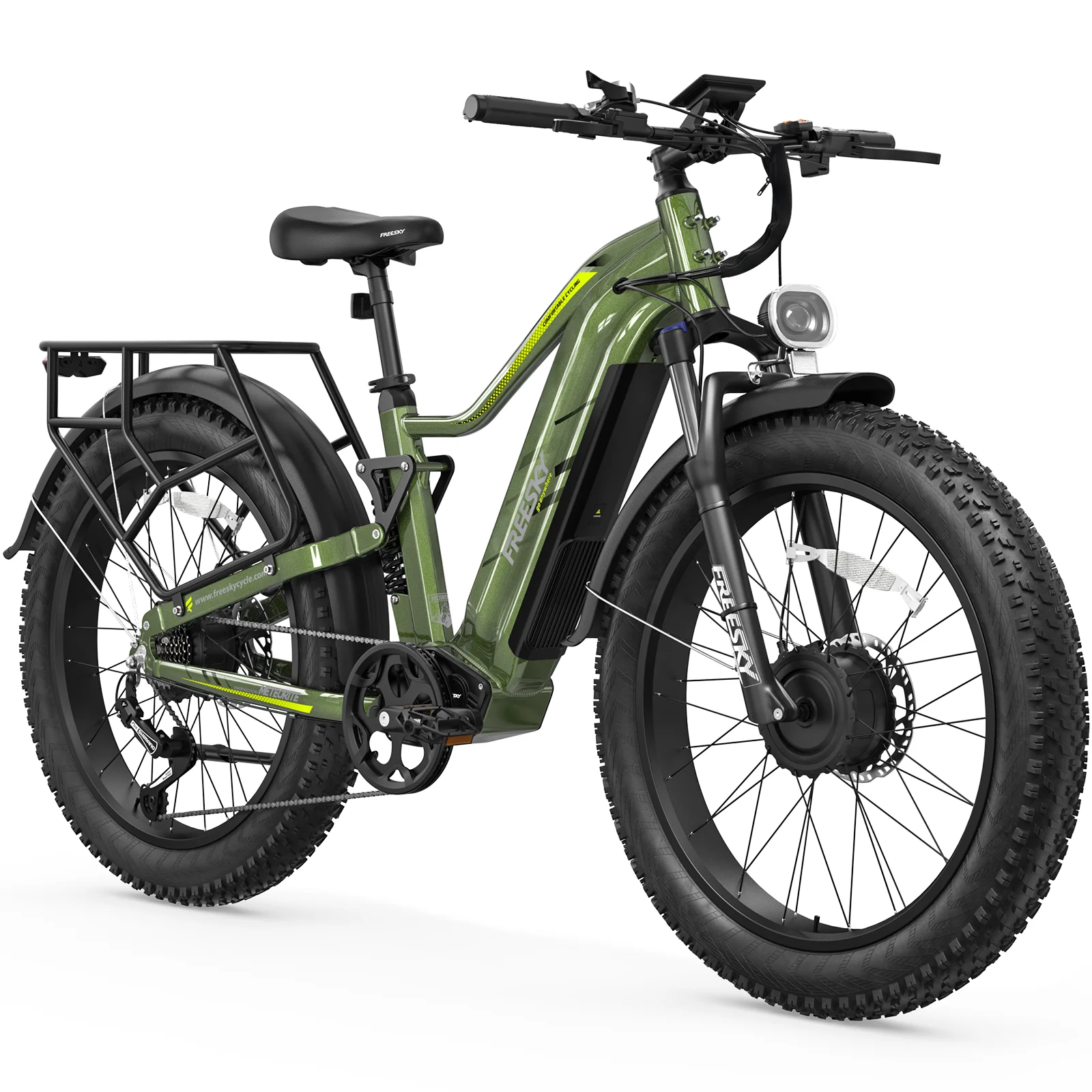 FREESKY Dual Motor Electric Bike For Adults 105 Mile Long Range 2026 Eurostar Turbo 4000W 210NM 34MPH Fast Speed, 26"Fat Tire, Full Suspension Mountain Ebike All Terrain Steep Hills image 1
