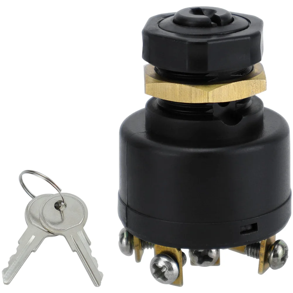 Brass Marine Ignition Switch for Boats with Push to Choke Function 2 Keys Flame Retardant High Temp Resistant Shell