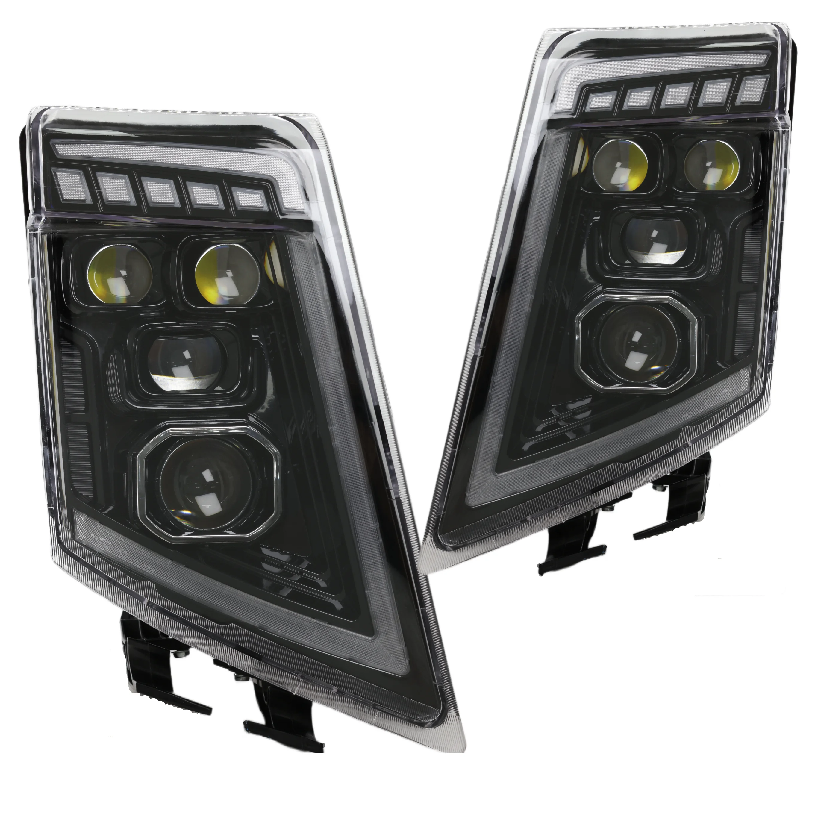 1Pcs 24v Full LED Headlight Fit For volvo FH13 FM Heavy lorries with DRL 4 LED Lens Latest upgraded version