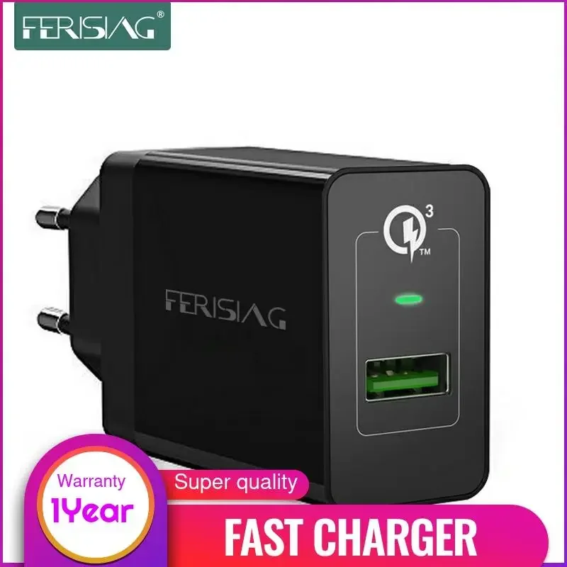 

FERISING Phone Charger Qualcomm Quick Charge 3.0 18W Fast USB Charger (Quick Charge 2.0 Compatible) for Samsung Xiaomi adapter