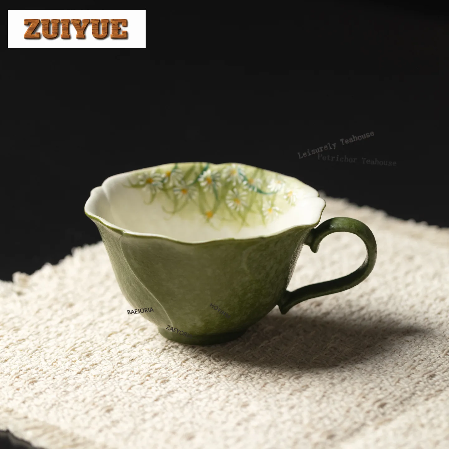 

150ml Hand-painted Shallow Grass Coffee Mug Cappuccino Latte Cup Afternoon Tea Mug Household Master Office Water Cup Cafes Craft