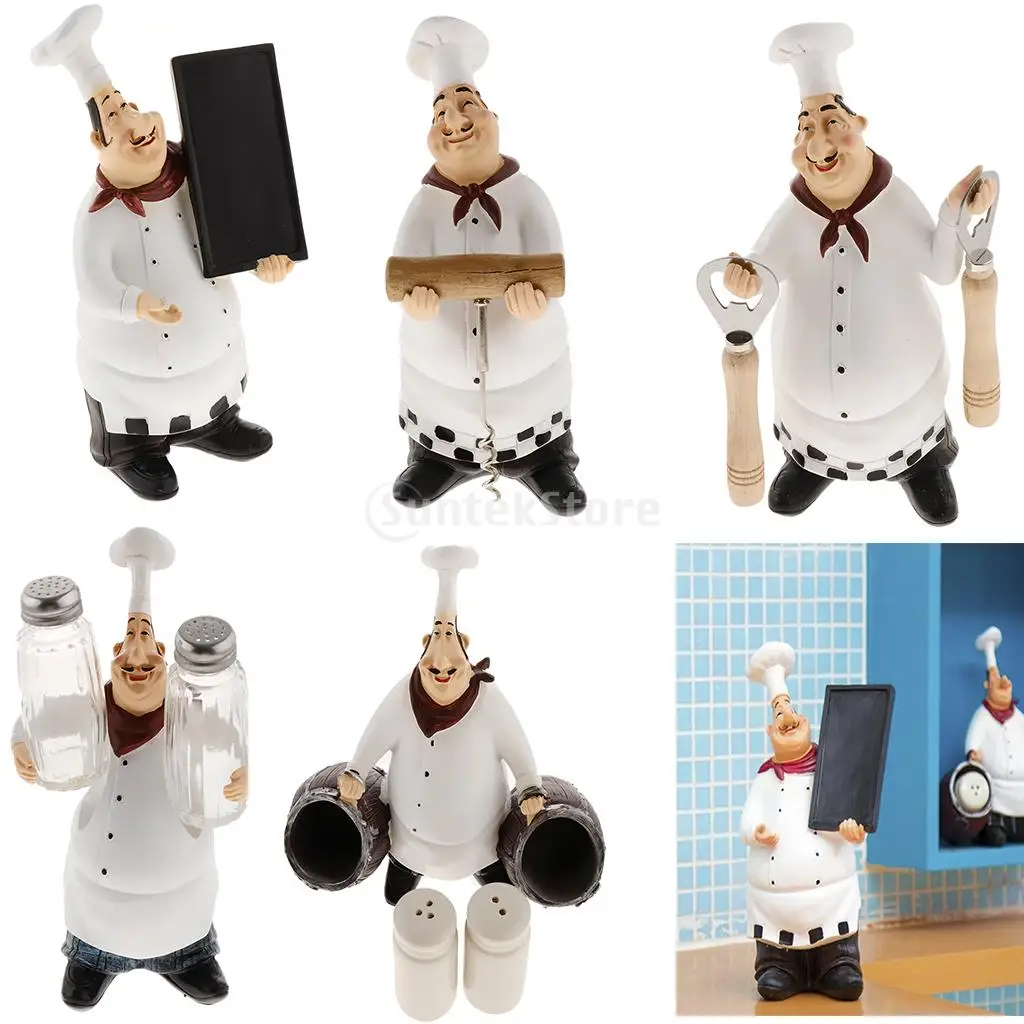 Country Retro Chef Statue Figurines Storage Sculpture Kitchen Home Dinner Resin Cook Shape For Interior Room Ornaments