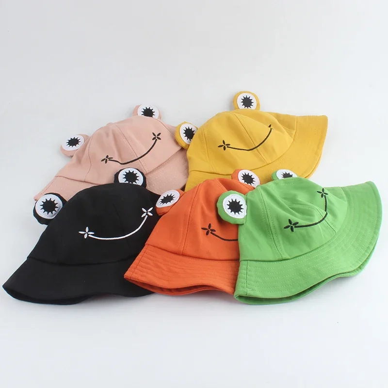 Parent-Kid Cartoon Frog Bucket Hat Panama Fishing Cap Cute Froggy Hat Homme Femme Bob Chapeau Outdoor Sun Fisherman Hat Ladies