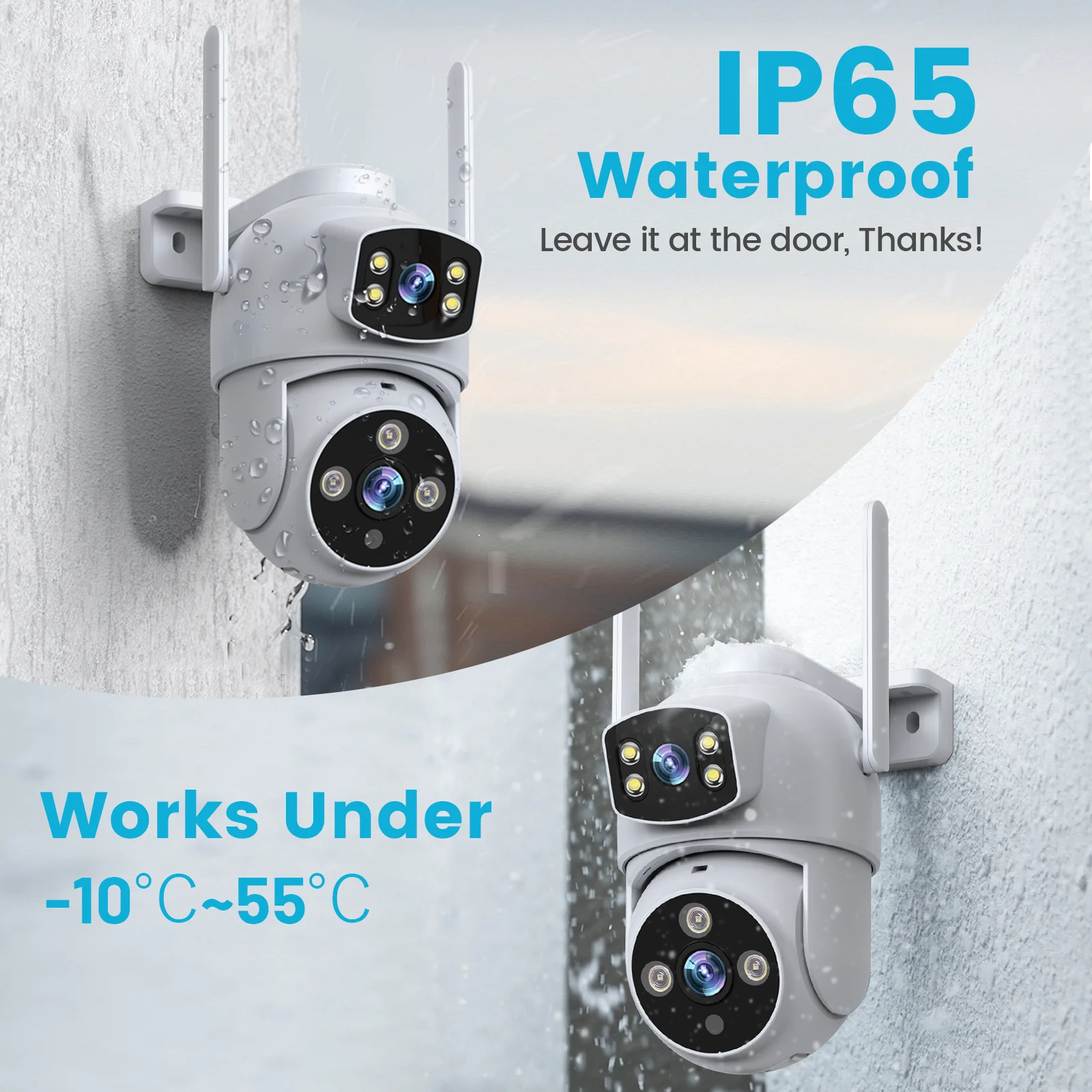 6MP Dual Lens Pan/Tilt WiFi Camera Security Video Surveillance Camera Auto Tracking Outdoor Color Night Vision Waterproof