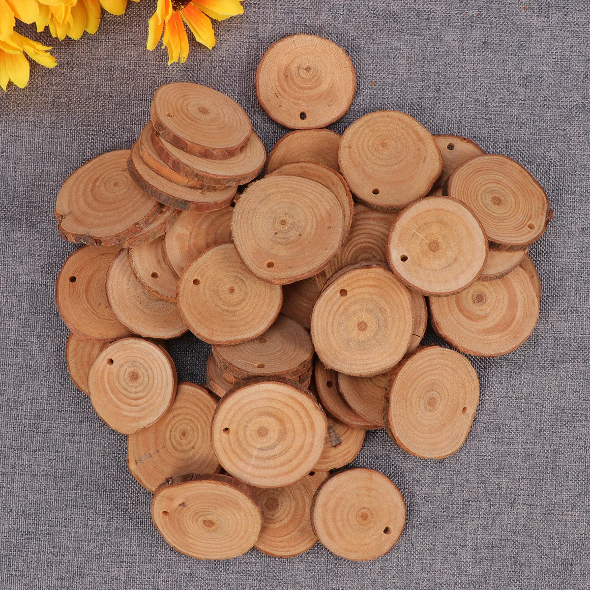

50pcs 4-5Cm Wood Log Slices Discs Natural Rosewood Diy Wood Slices For Wedding Crafts Decor Jute Twine Included Handicraft Tools
