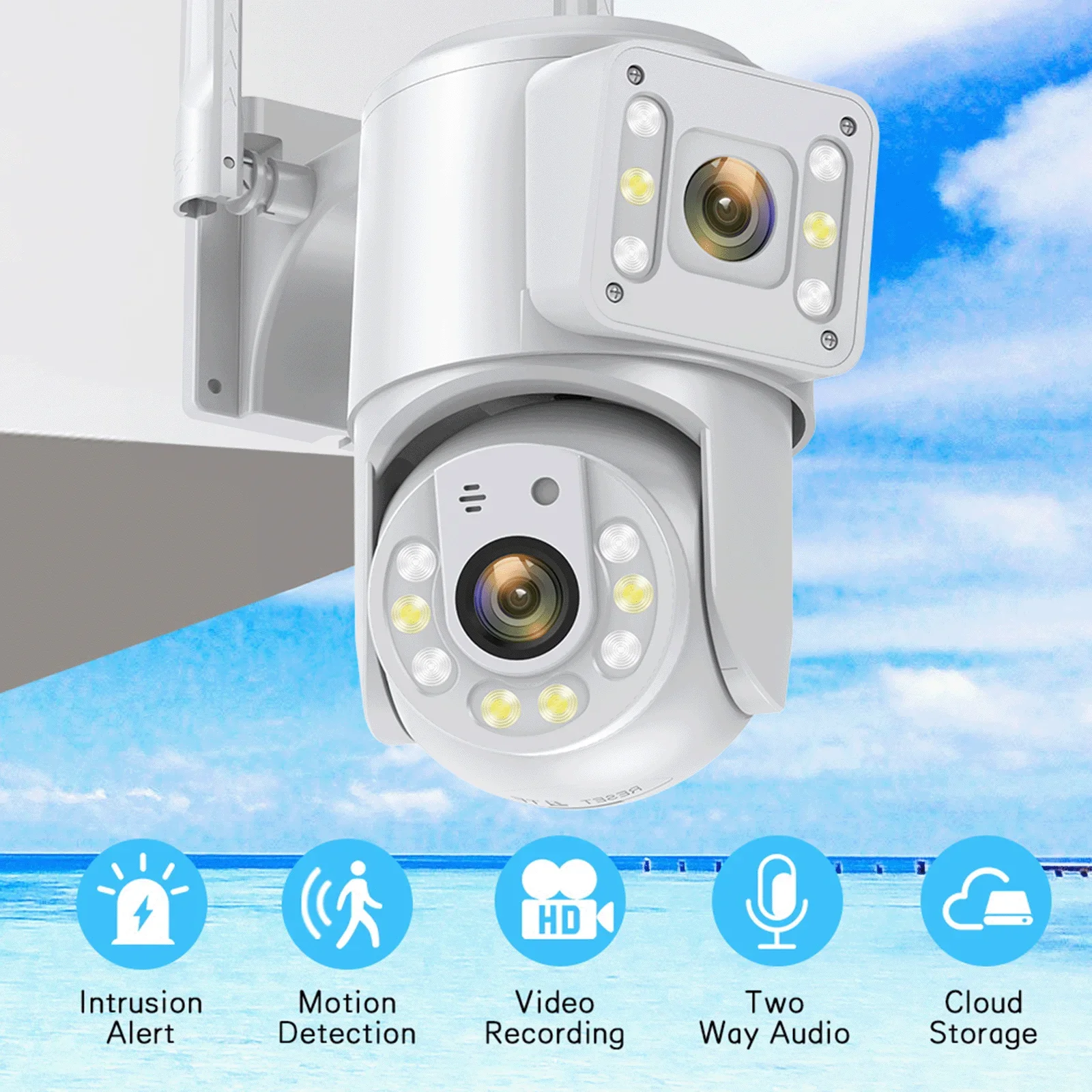 8mp 4K Hd Wifi Camera Outdoor 8x Zoom Dual Lens Ptz Ip Camera Auto Tracking Cctv Surveillance 4mp Home Security Cam