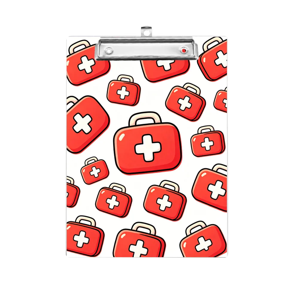 

1pc A4 sized medical kit with theme, clip on writing board, double-sided printing pattern, office and study supplies