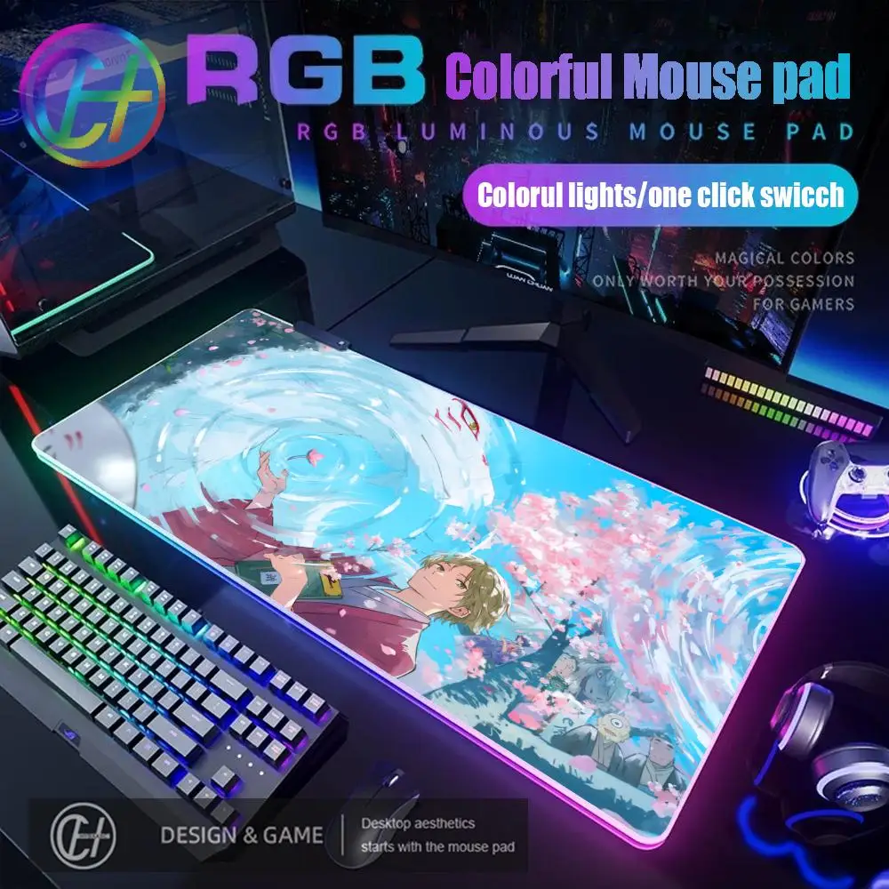 

Коврик для мыши RGB Gaming Natsume книга друзей Коврик для мыши Настольный коврик HD Gamer Большой светодиодный светильник XXL Коврики для мыши ПК Компьютерный ковер