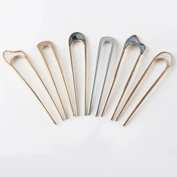 Fashion Hair Accessories Metal U Shape Hair Stick For Women Silver Gold Color Elegant Shell Enamel Hairpin Female Headwear Gifts