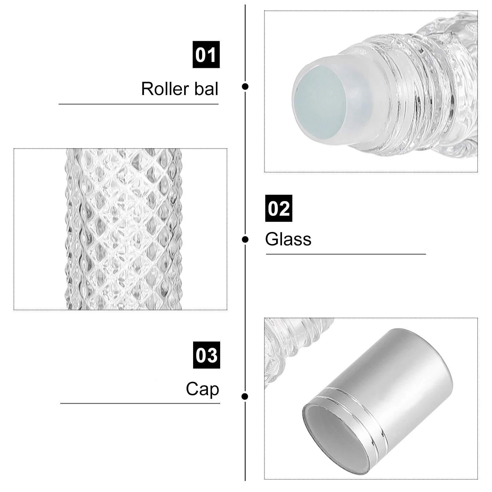 

8Pcs Anti Slip Refillable Roller Ball Glass Bottles Roll on Perfume Containers Essential Oil Subpackage Storage Holders Portable