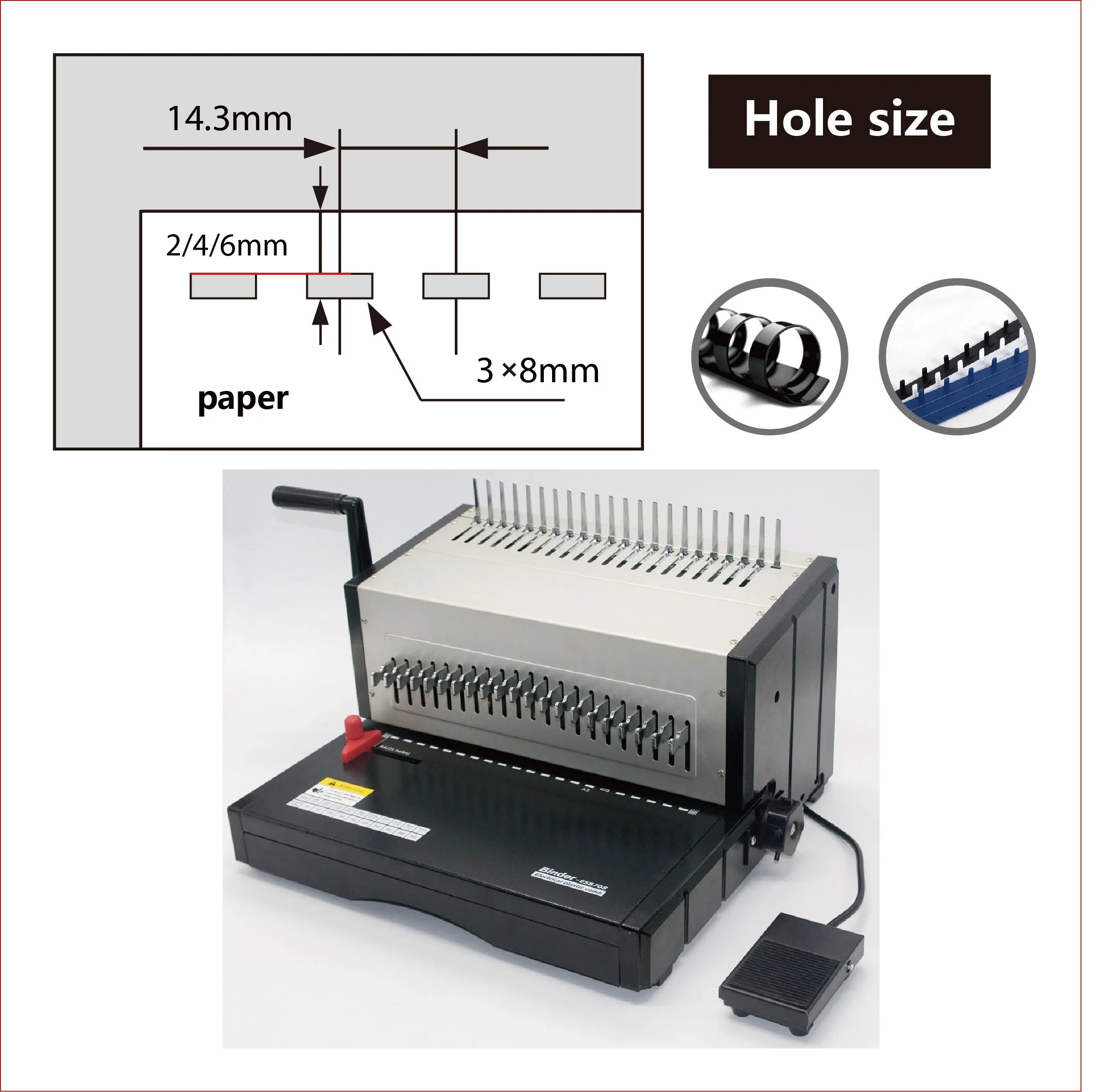 ES-8708 Versatile Paper Binding Machine Manual Plastic Desktop