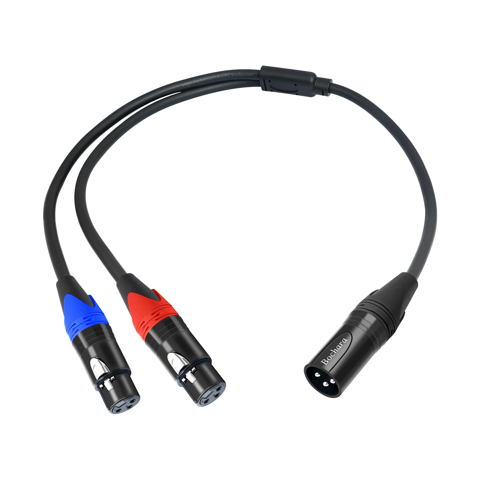 Bochara 50cm 3Pin Balanced XLR Male to Dual XLR Female Splitter Cable Foil+Braided Shielded For Microphone Mixer Amplifier