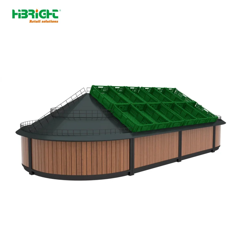 custom.Double-Sided Wooden Fruit Vegetable Display Shelf Commercial Heavy Duty Supermarket Shelf Stand Rack