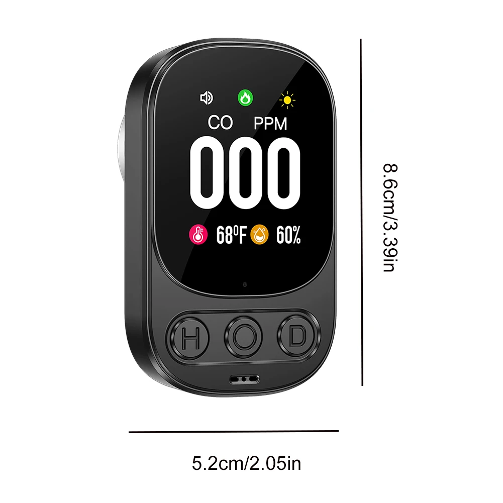 HD 화면 및 85dB 알람 기능을 갖춘 3in1 일산화탄소 감지기, CO 온도 습도 감지기, 가정용 호텔 RV용 CO 알람 감지기
