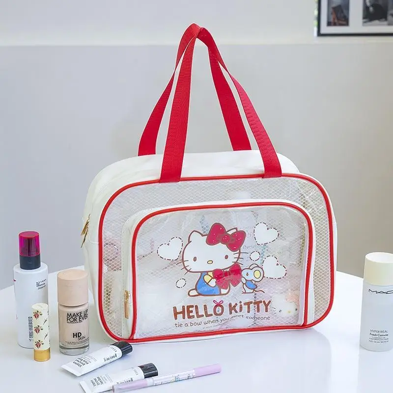 

Милая мультяшная косметичка Sanrios Hello Kittys Kuromi My Melody, дорожная сумка для хранения, портативная, красивая, модная, большой емкости