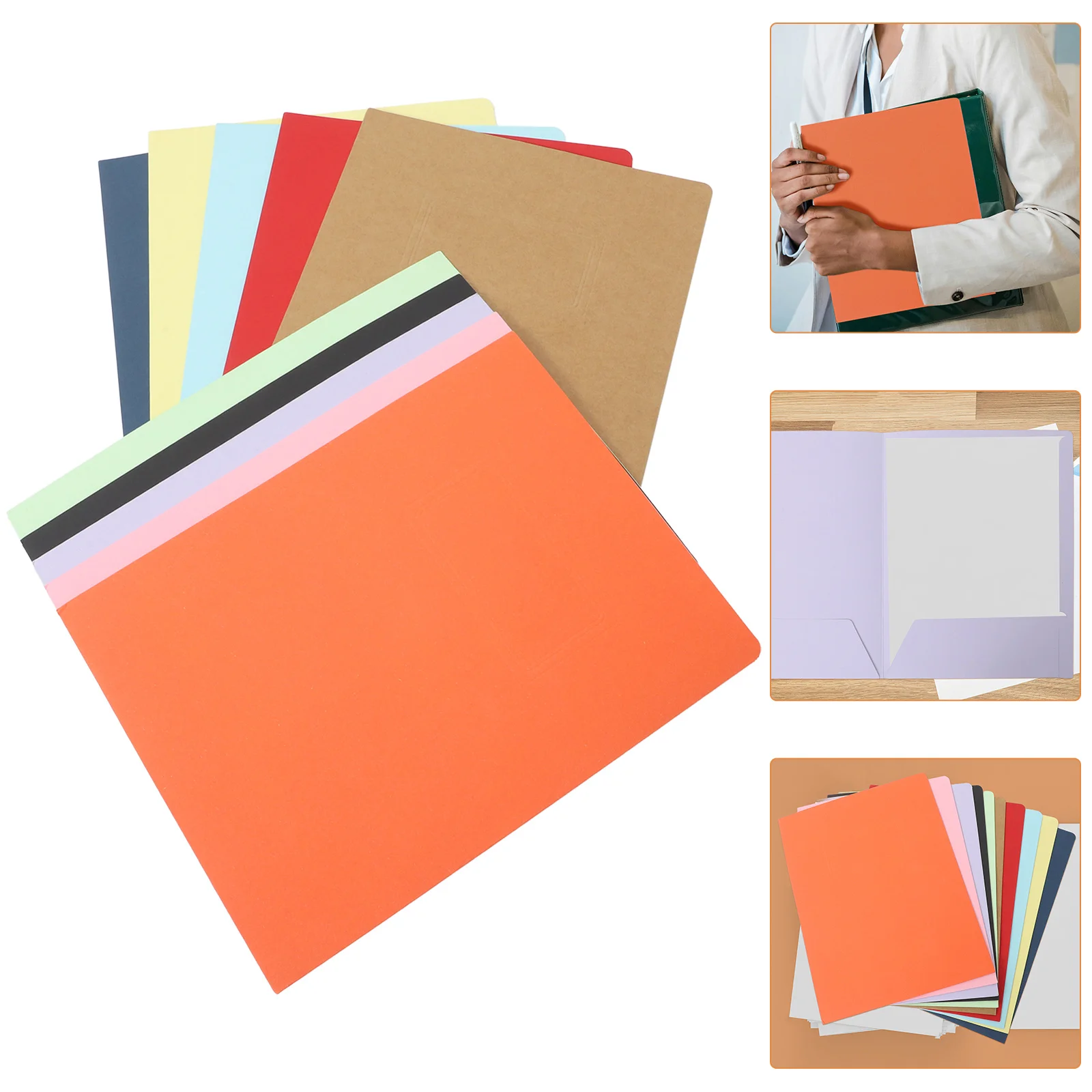 

10Pcs Thickened Paper Folders Dual Pockets A4 Document Organizer File Storage for Office Home File Jacket Project