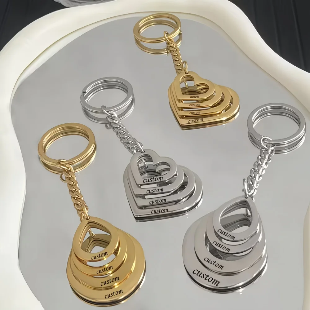 

Брелок с подвеской в форме сердца с индивидуальной гравировкой, персонализированный брелок из нержавеющей стали с гравировкой имени, подарок для любимого человека, семьи, друзей.