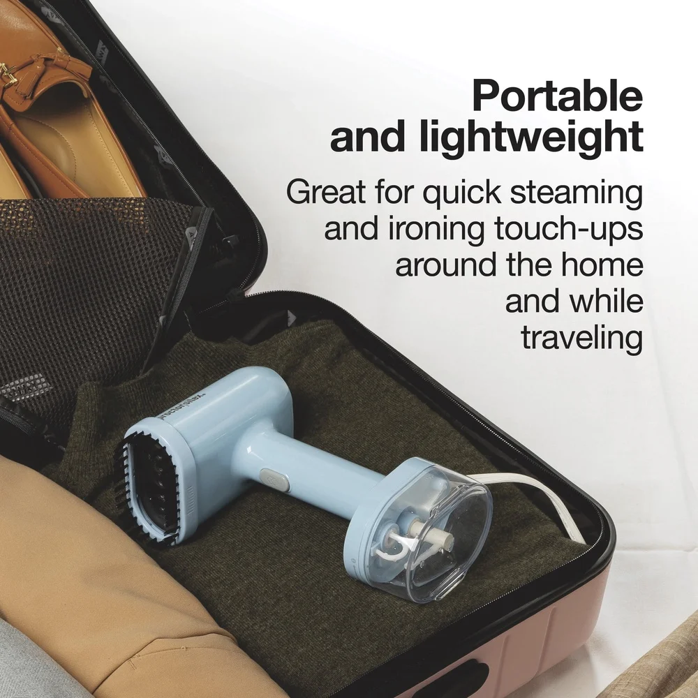 Compact 2-in-1 Steamer Iron Portable Handheld Fast Heating Detachable Water Tank Fabric Brush 120ml 10ft Cord Wrinkle Remover