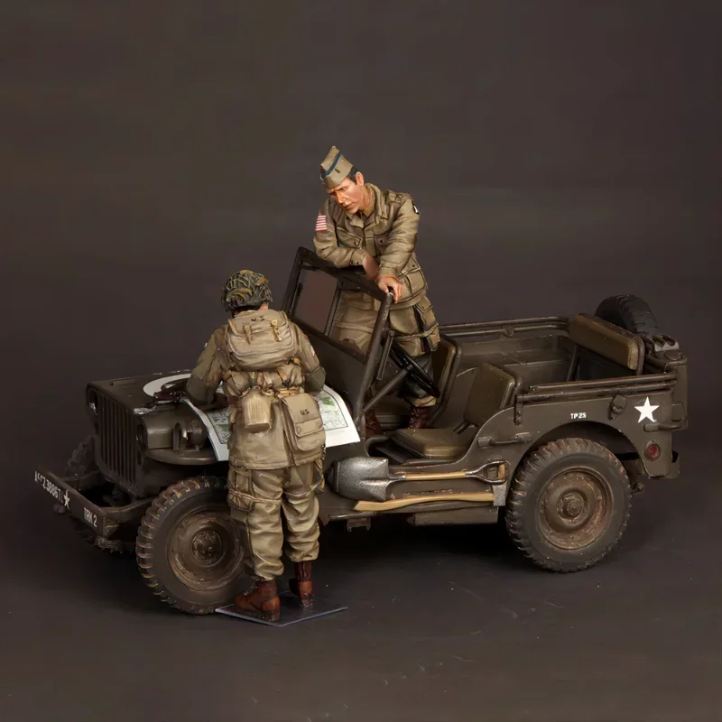 DIY-4人用のレジンフィギュア,1/35スケール,組み立てられていない2人用のアセンブリキット,塗装1223