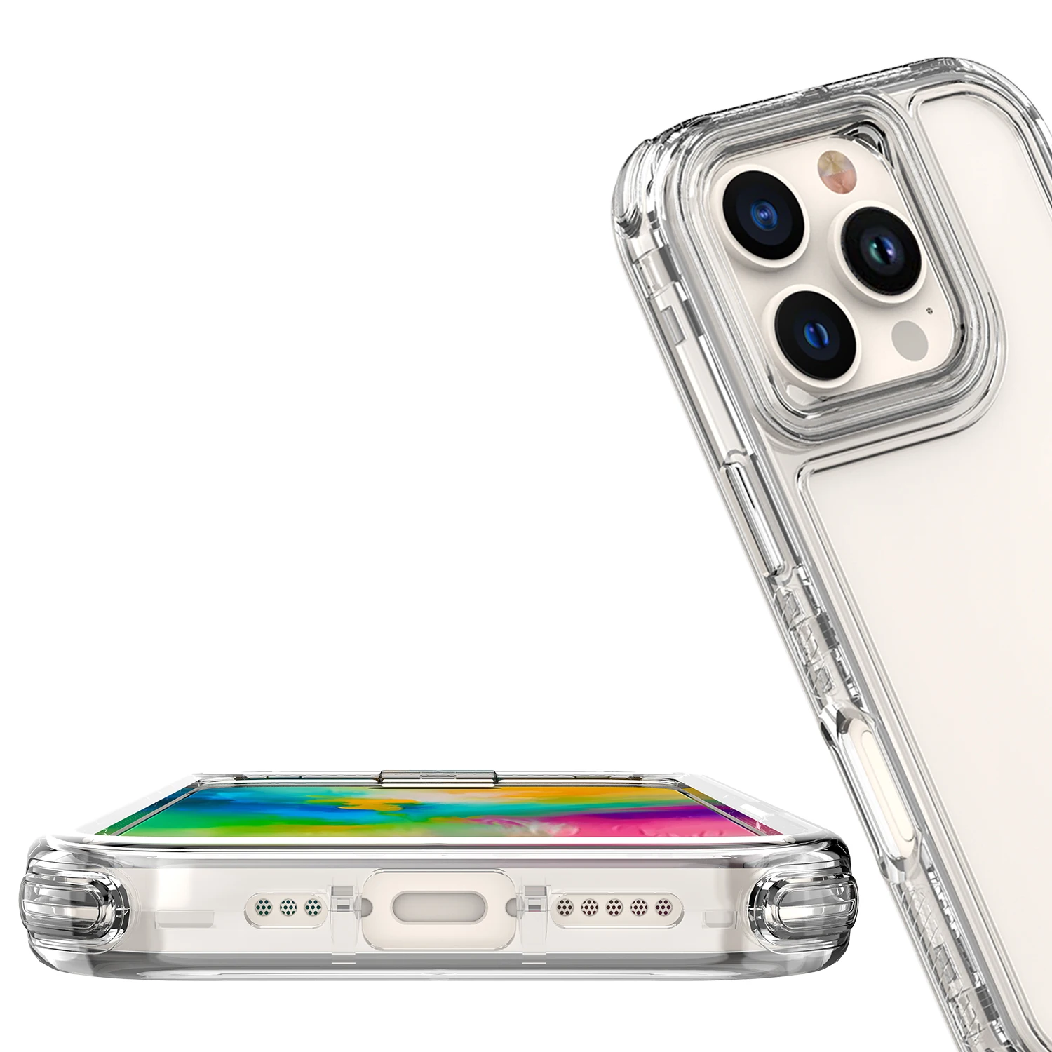 3 In 1 Case For iPhone 16 Pro Max For iPhone15 Pro Max for iPhone16 Plus AntiFall Thick Transparent Edge Protect Phone Covers view 5