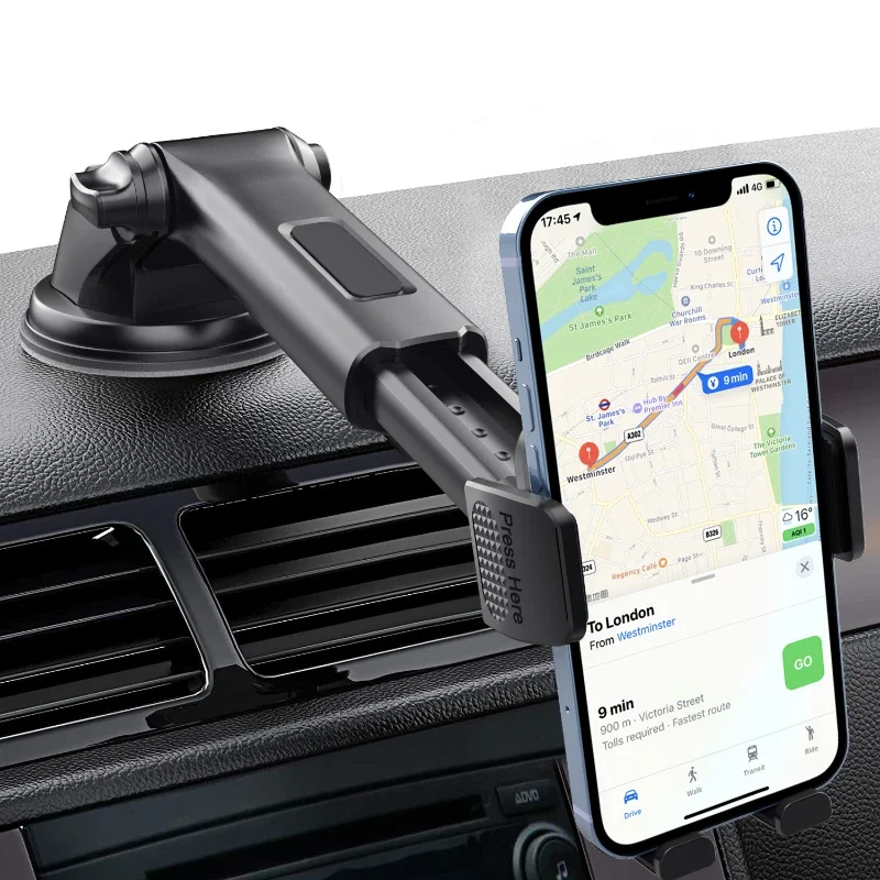 Car Cell Phone Holder for Air Vent Dashboard Windshield Acrylic Cradle Clip Stand for 4.7-7