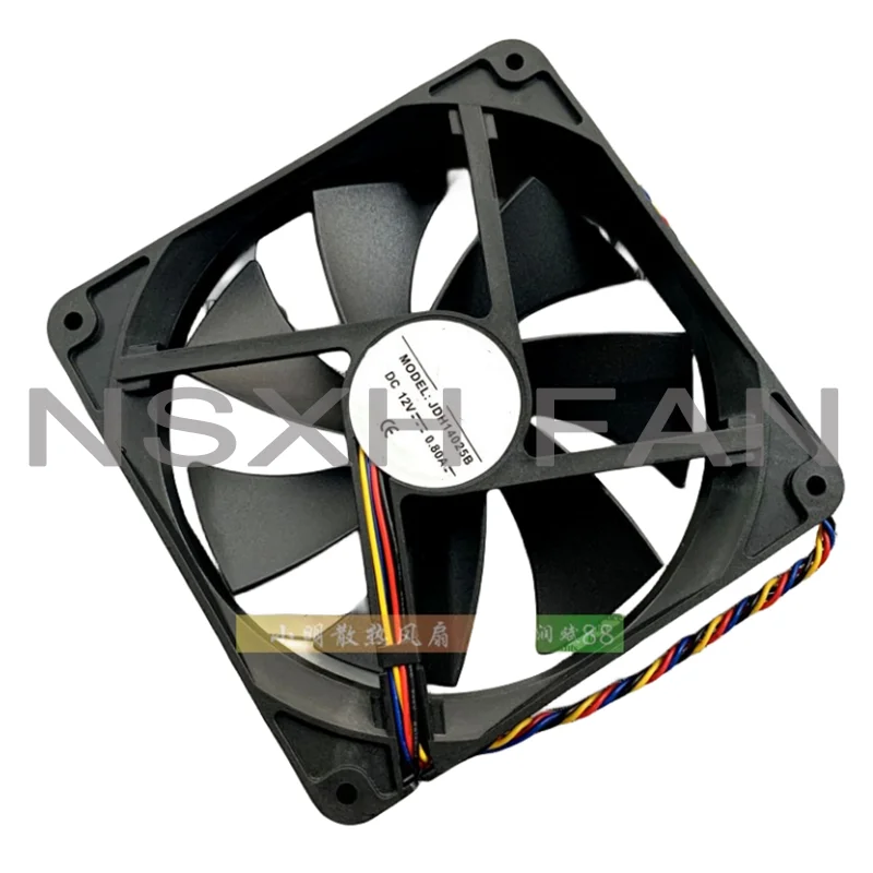 Ventilador de caja PWM ORIGINAL, 14CM, 12V, 0.80A, JDH14025B, 4 cables