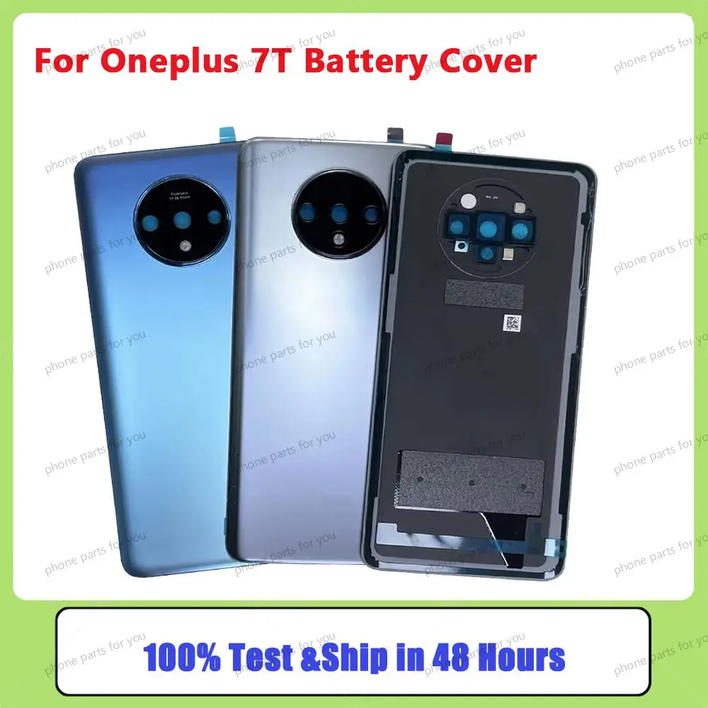 

A+++ For OnePlus 7T Gorilla Glass 5 Back Cover Spare Parts Rear Case Back 1+7T Battery Cover Door Housing Camera Glass frame