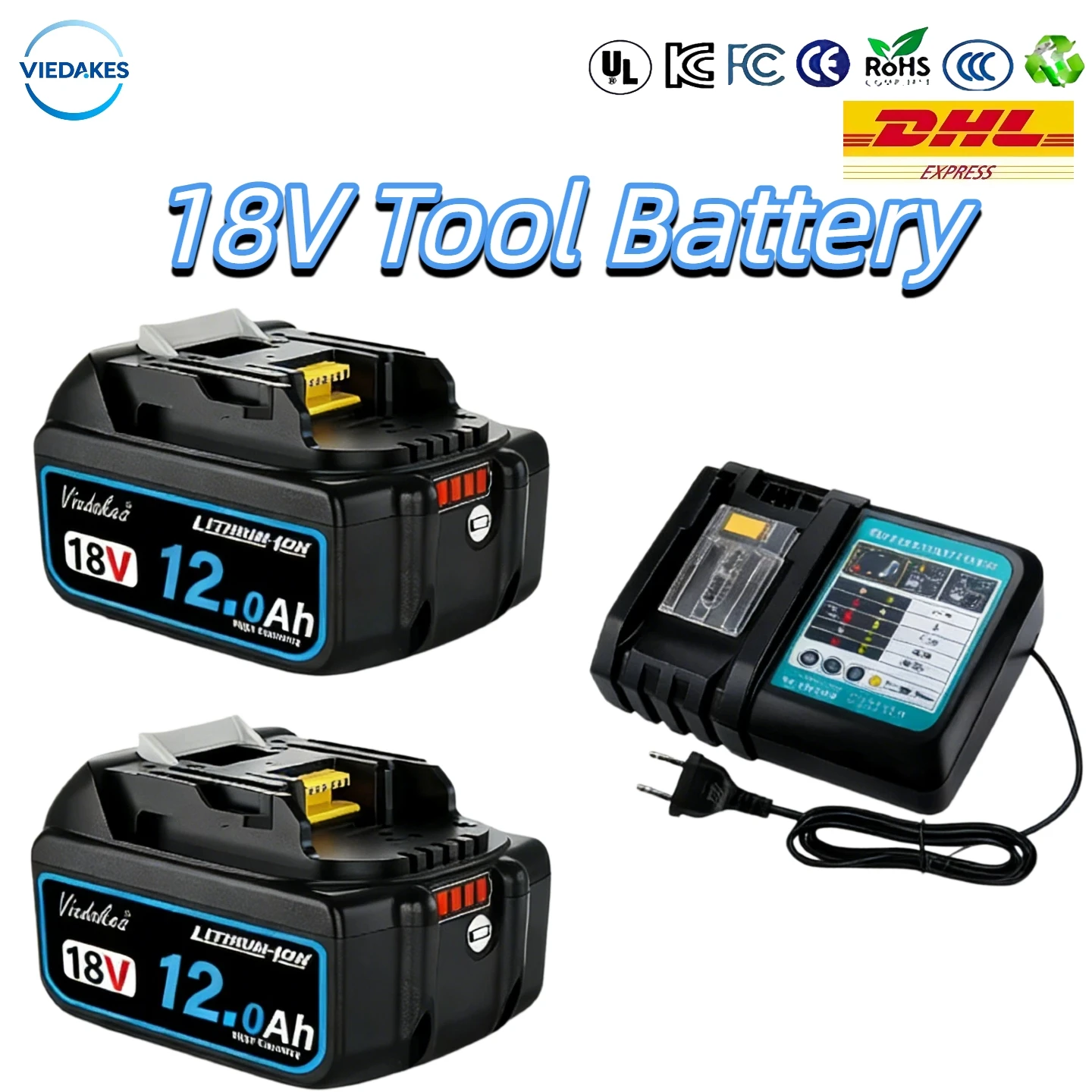 

Viedakes Original 6Ah Rechargeable Lithium Battery for Makita 18V Battery Compatible with BL1815 BL1830 BL1840 BL1850 BL1860 배터리