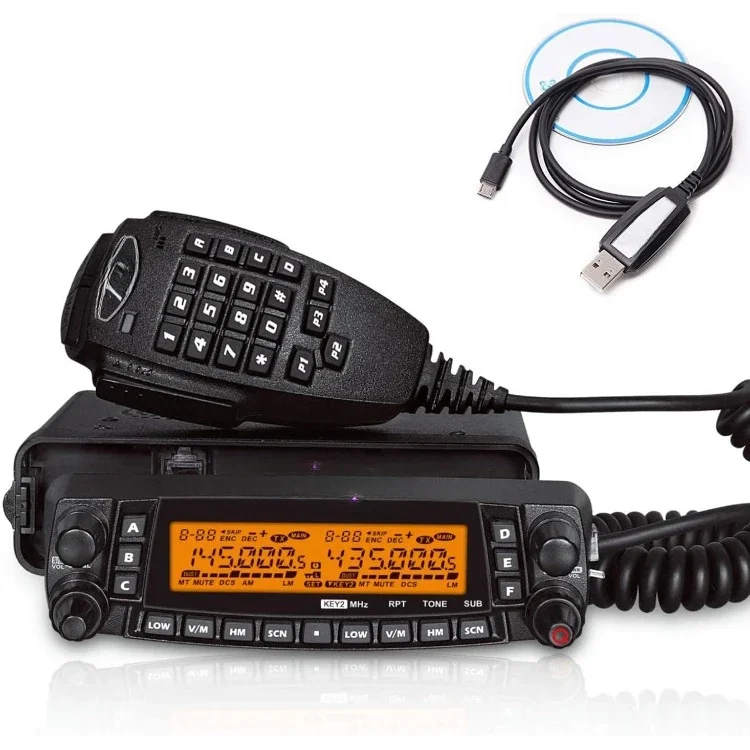 NEW.Quad Band 50W Cross-Band Mobile, 10M/6M/2M/70CM Mobile Transceiver, A+B Dual Band Two Way Radio