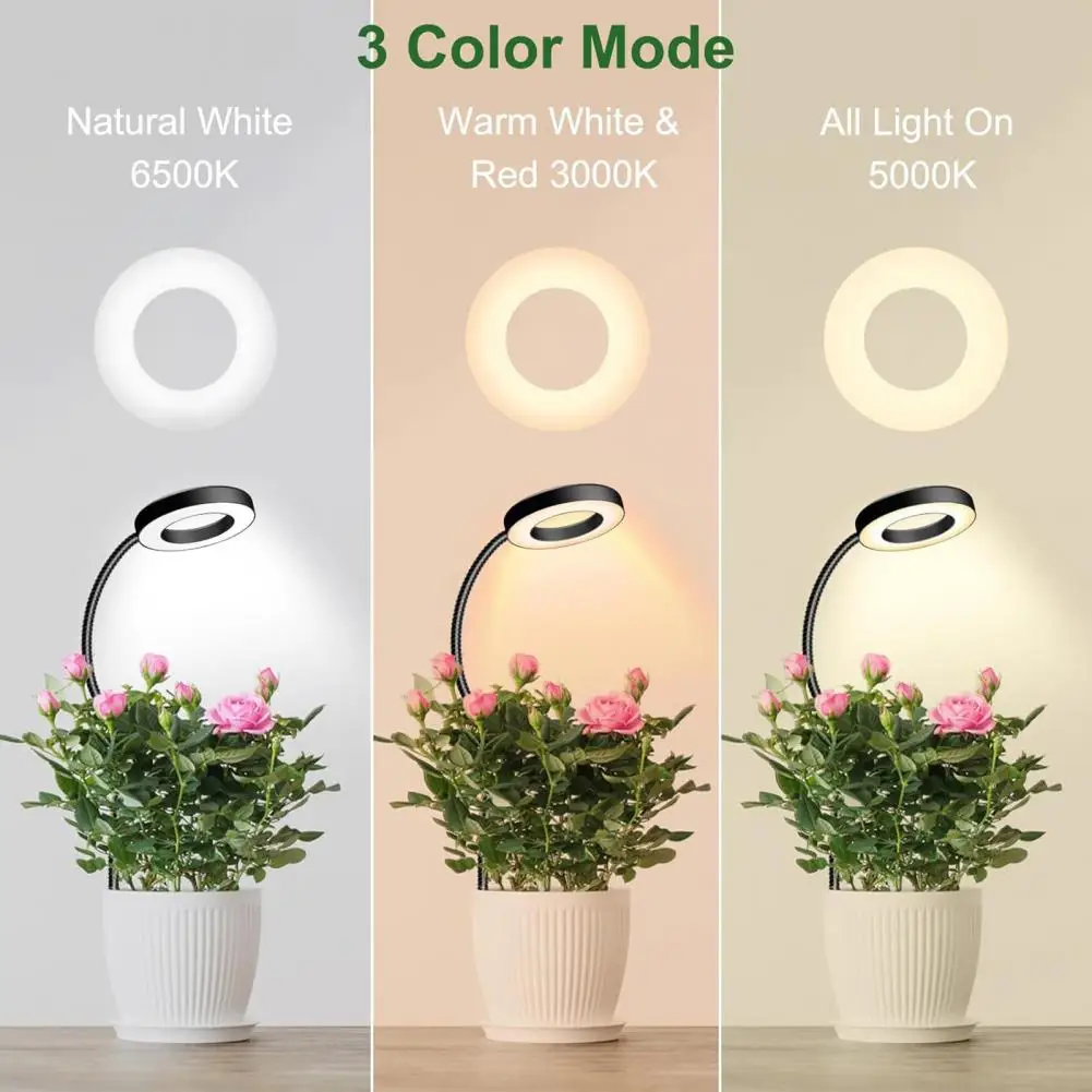 Versatile Indoor Plant Grow Light High Brightness Dimmable Clip-on Led Plant Light with 360-degree Gooseneck for Full Spectrum