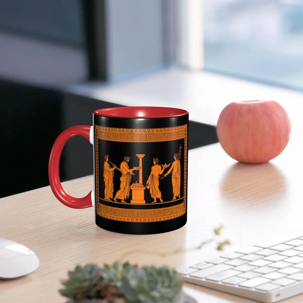 Red Figure Greek Vase Offering Scen Mug Funny Ceramic Coffee Cups Tea Mugs Milk Cup Drinkware Gifts for Woman Man