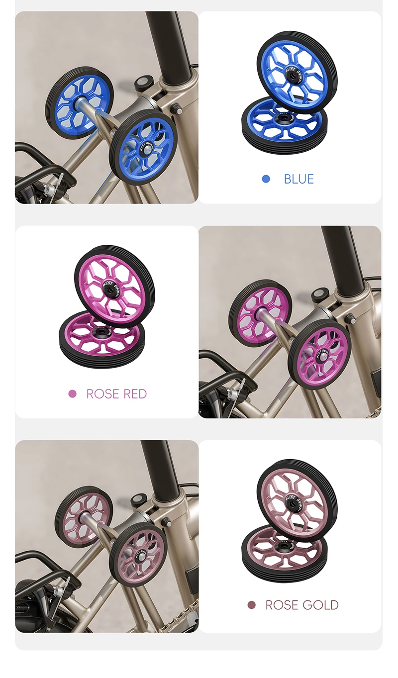 WEST BIKING CNC-Aluminium-Easy-Räder für Brompton-Faltrad-Rollen, abgedichtete Lager, tragbarer Gepäckwagen, Fahrradzubehör – Detail 12