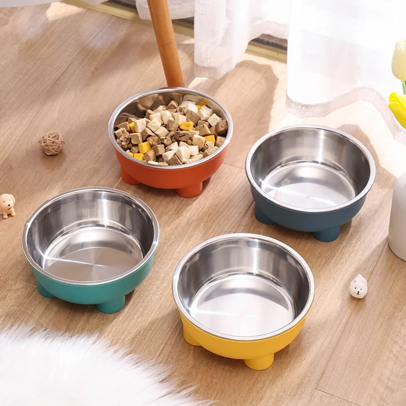 1/4PCS 600ml Capacity Stainless Steel Pet Bowl: Detachable, Easy-Clean Dog & Cat Dish with Non-Skid Bottom for Secure
