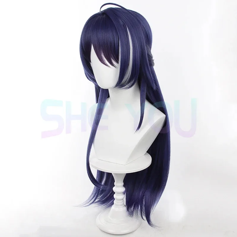 2025 Cosplay Game HSR Acheron Long Purple Blue White Heat Resistant Synthetic Hair Halloween Party Wigs + Wig Cap view 3