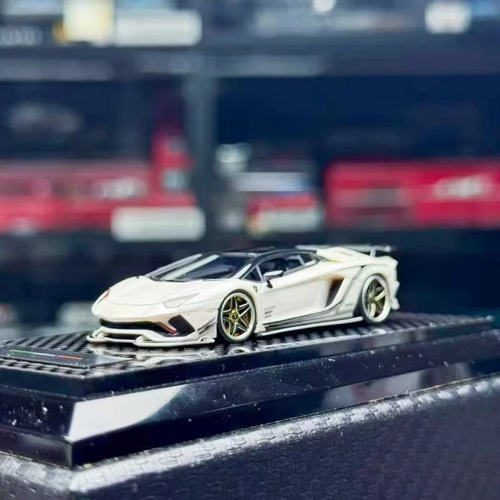 Ready stocks YM 1/64 AventadorS BlackTopPullFlower Limited Edition Alloy Full-Open collectible Car Model