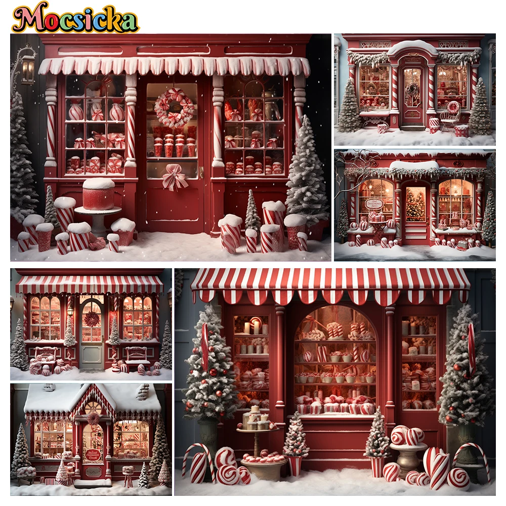 

Mocsicka Winter Christmas Photography Background Christmas Candy House Holiday Party Family Kids Photo Backdrops Studio