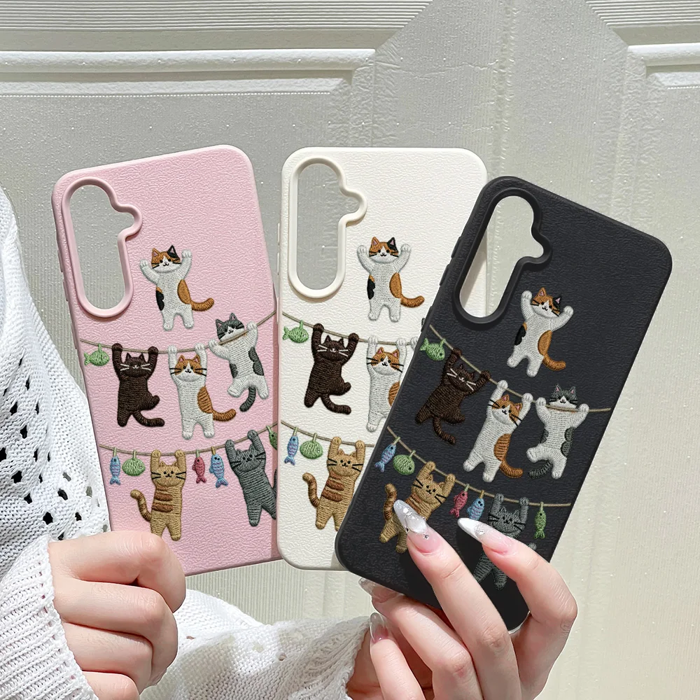 Cat Phone Case For Samsung A57 5G S26 Ultra A56 S25 Ultra A37 A17 4G A07 A26 A05s S24 FE A06 Cover Funda Capinha Caha Silicone