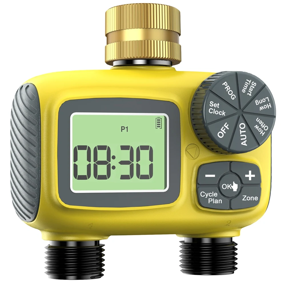 

BAAR-Irrigation Controller With Dual-Zone Timing, LCD Display, Child Safety Lock, And Rain Delay For Garden Watering Systems