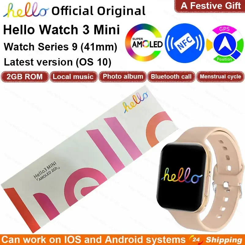 2025 Neue Smartwatch Hello Watch 3 Mini Series 9 41 mm HD AMOLED 2G ROM NFC Kompass Uhr Bluetooth Anruf Sport Damen Pk 3 4 Plus