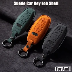 For Audi A3 A4 B9 A6 A7 4K A8 E-tron Q5 Q8 C8 D5 SQ8 Car Remote Key Case Cover Suede Car Key Fob Shell Keychain Protection Bag