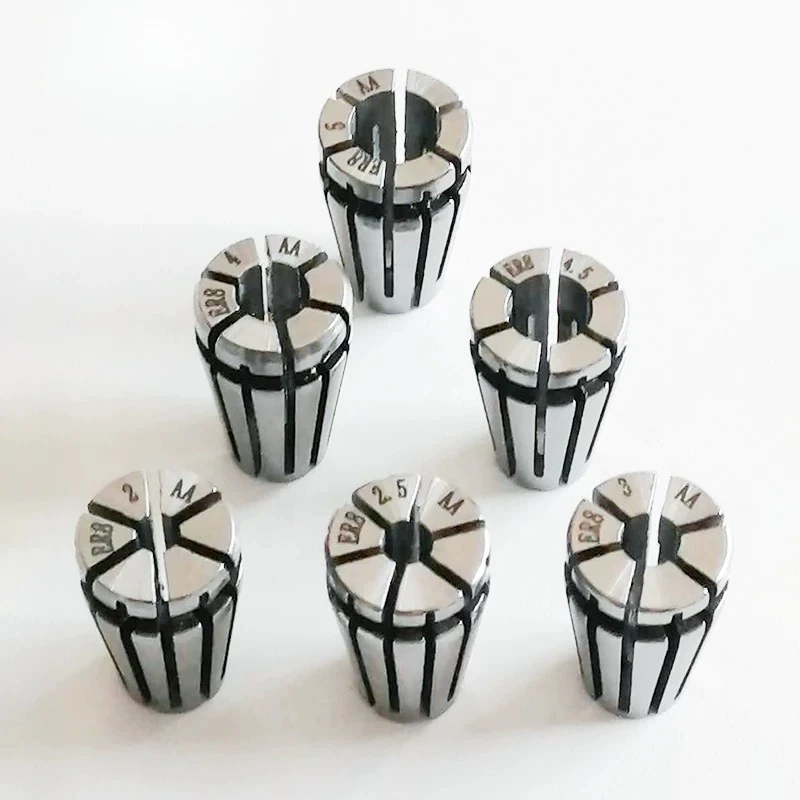 ER8 1mm-6mm High Precision Collet Chuck Set 65Mn Spring Steel ER8A ER8M Carving Machine Elastic Collets Tool Holder Bracket Tool