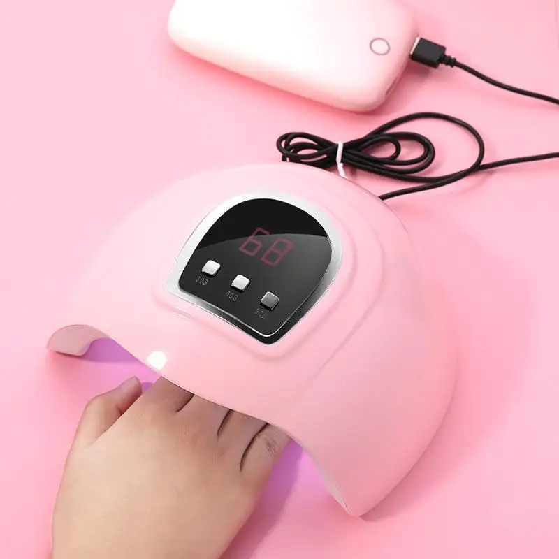 Nagellamp, fototherapie 54W LED automatische detectie nageldroger Draagbare baklamp met één vinger UV Led-nagellamp Oplaadbaar