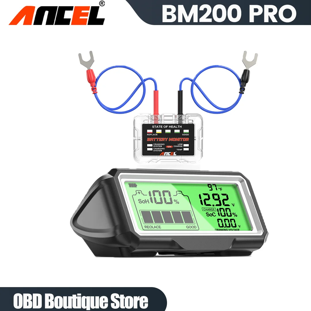 

ANCEL BM200 PRO 12V LED Battery Tester Monitor Head-Up Display Charging Tester Tool Battery Health Analyzer SOH SOC Waterproof