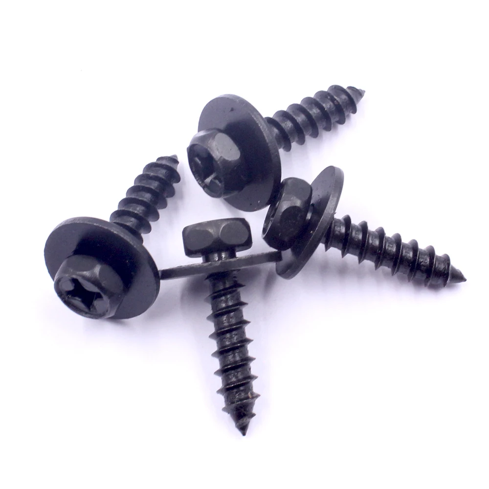 10Pcs Car Body Fender Screw Metal Self Tapping Screw Rivet Fastener Bolt Black 6mm