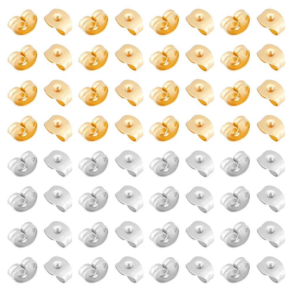 

1 коробка, 200 шт., 2 цвета, гайки для ушей, задняя часть сережек из нержавеющей стали 304, золотой цвет из нержавеющей стали, застежка для ушей, пробка-бабочка
